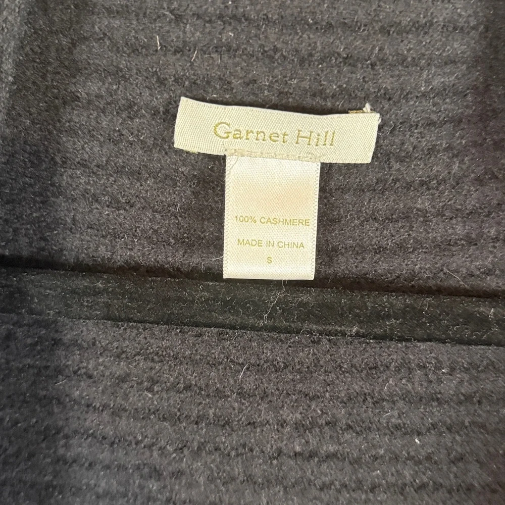Garnet Hill Black Drape Ribbed Knit Cashmere Cardigan Size Small